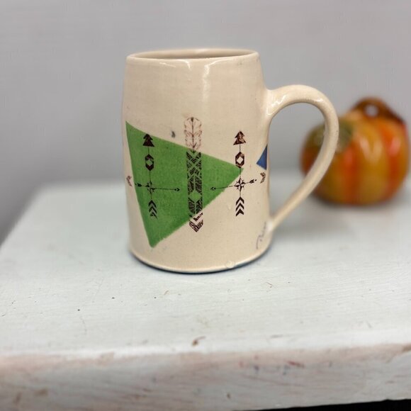 Paige Coull Signed Handmade Pottery Mug Nature Inspired Wolf Woods RARE 12 oz - Picture 9 of 14